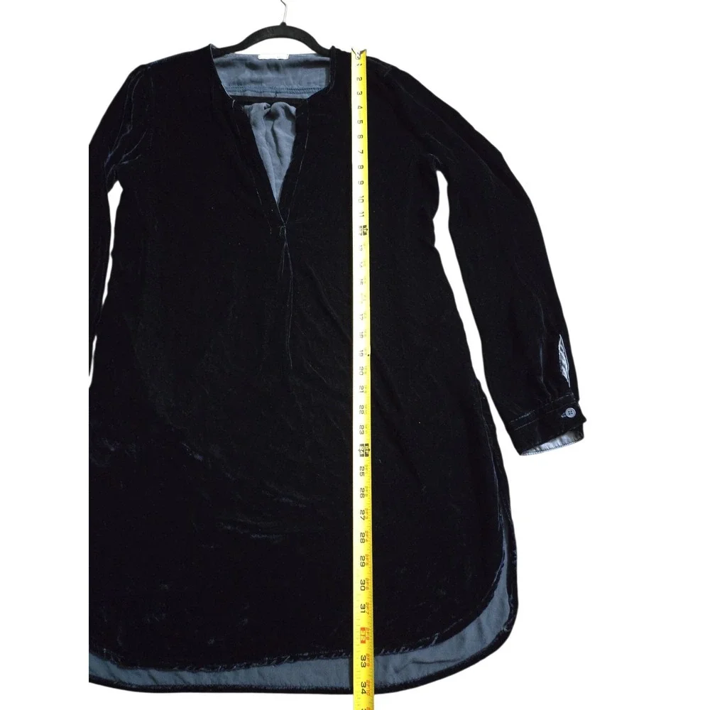 Free People X CP Shades Jacey Blue Velvet Part Silk Tunic Dress‎ Pockets Size S